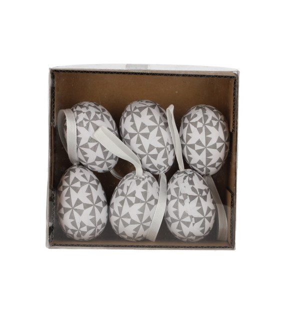 Jajka z wzorem i wstążką 6cm, 6szt