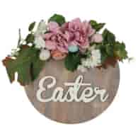 Dekoracja drewniana do powieszenia - wianek z napisem Easter