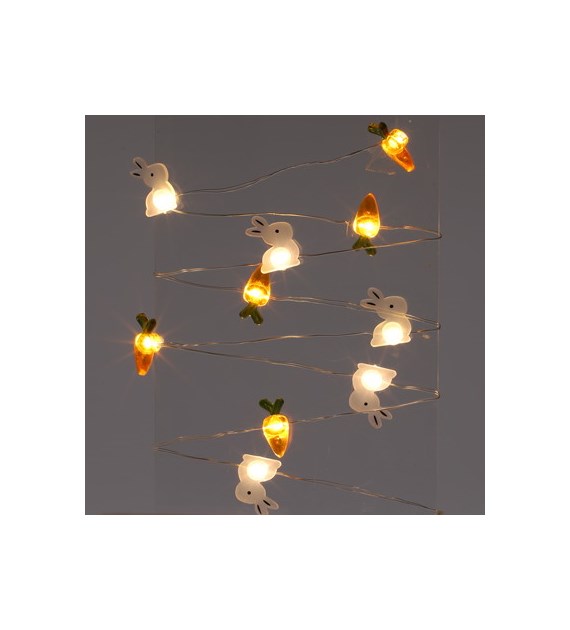 Copper wire z mini LED 10L z zajączkami i marchewkami