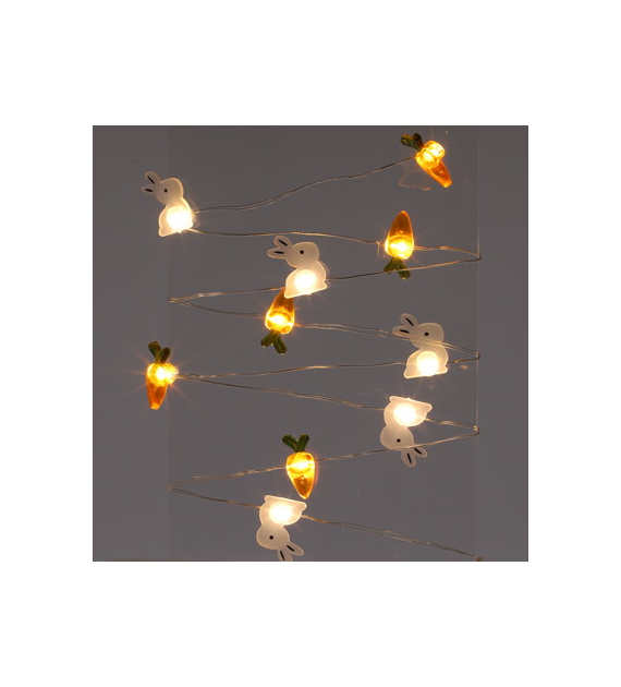 Copper wire z mini LED 10L z zajączkami i marchewkami