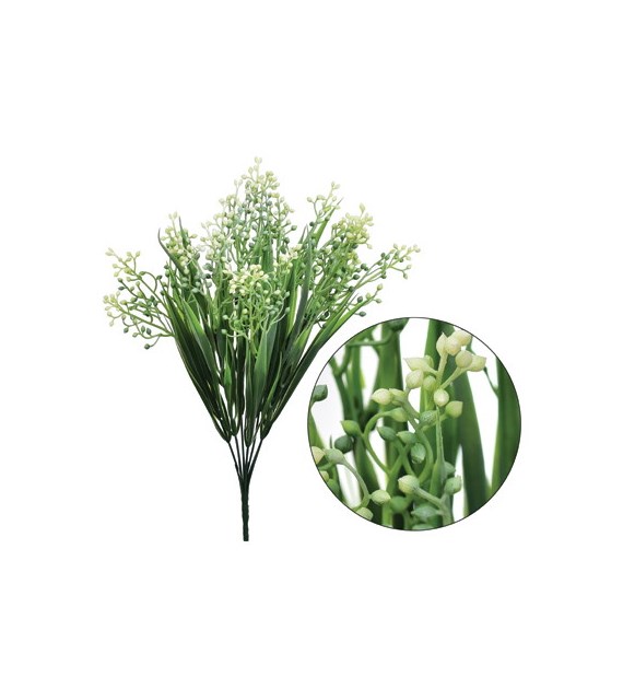 Gałązka sztucznych traw na piku dodatek wys. 35cm ziel-biały