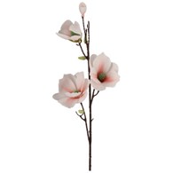 Gałązka magnolii, 3 główki + pąk, 82cm, biało-łososiowy