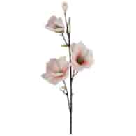 Gałązka magnolii, 3 główki + pąk, 82cm, biało-łososiowy