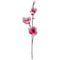 Gałązka magnolii, 3 główki + pąk, 82cm, biało-fioletowy