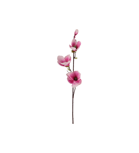 Gałązka magnolii, 3 główki + pąk, 82cm, biało-fioletowy