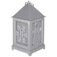 Latarenka srebrna, 6,5x6,5x14cm, 1LED RGB, 3xAAA (w zestawie), wew.