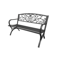 Ławka stalowa 127cm, oparcie motyw kwiaty