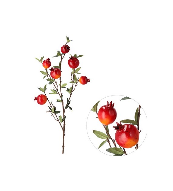 Gałązka z owocami granatu 92cm, ziel-czerw