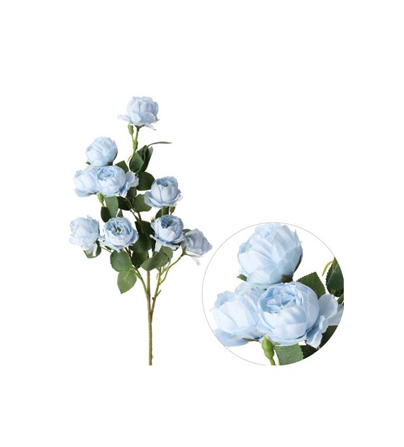 Gałązka 9 róż, 72cm, niebieski