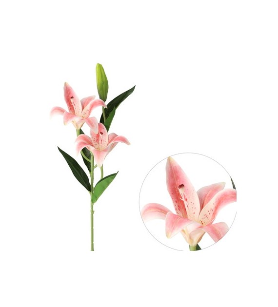 Gałązka lilii, 70cm, róż-ziel