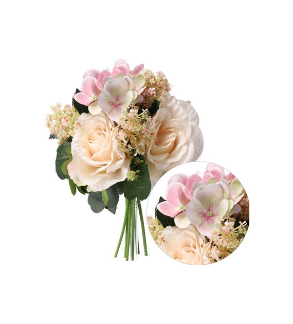 Bukiet mieszany 30cm, biały -róż