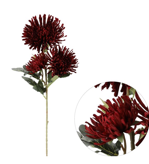 Gałązka chryzantem, 85cm, bordo