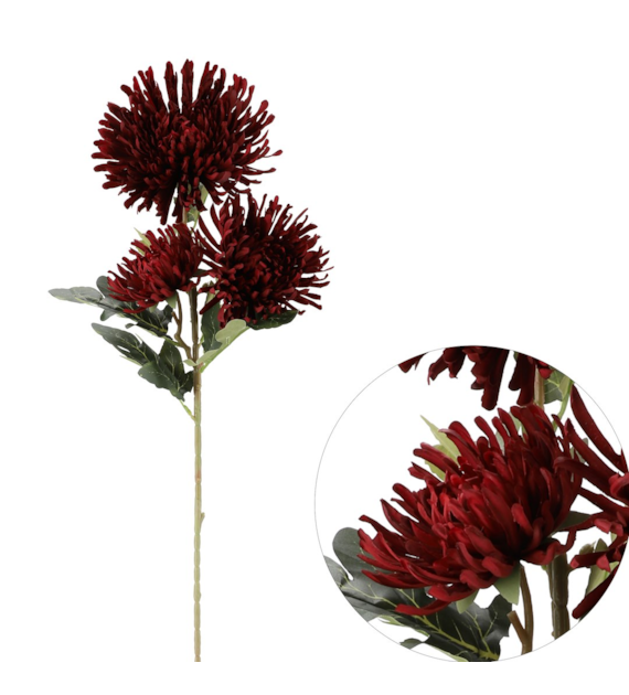 Gałązka chryzantem, 85cm, bordo