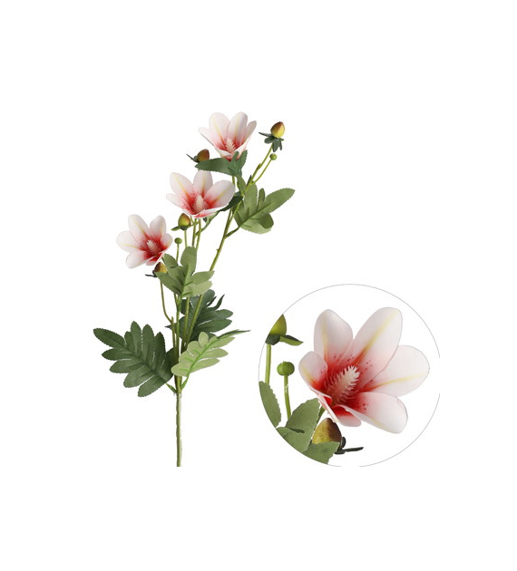 Gałązka magnolii, 72cm, krem-czerw