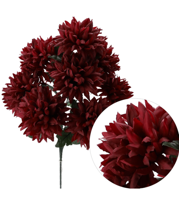 Bukiet 9 chryzantem, 54cm, bordo