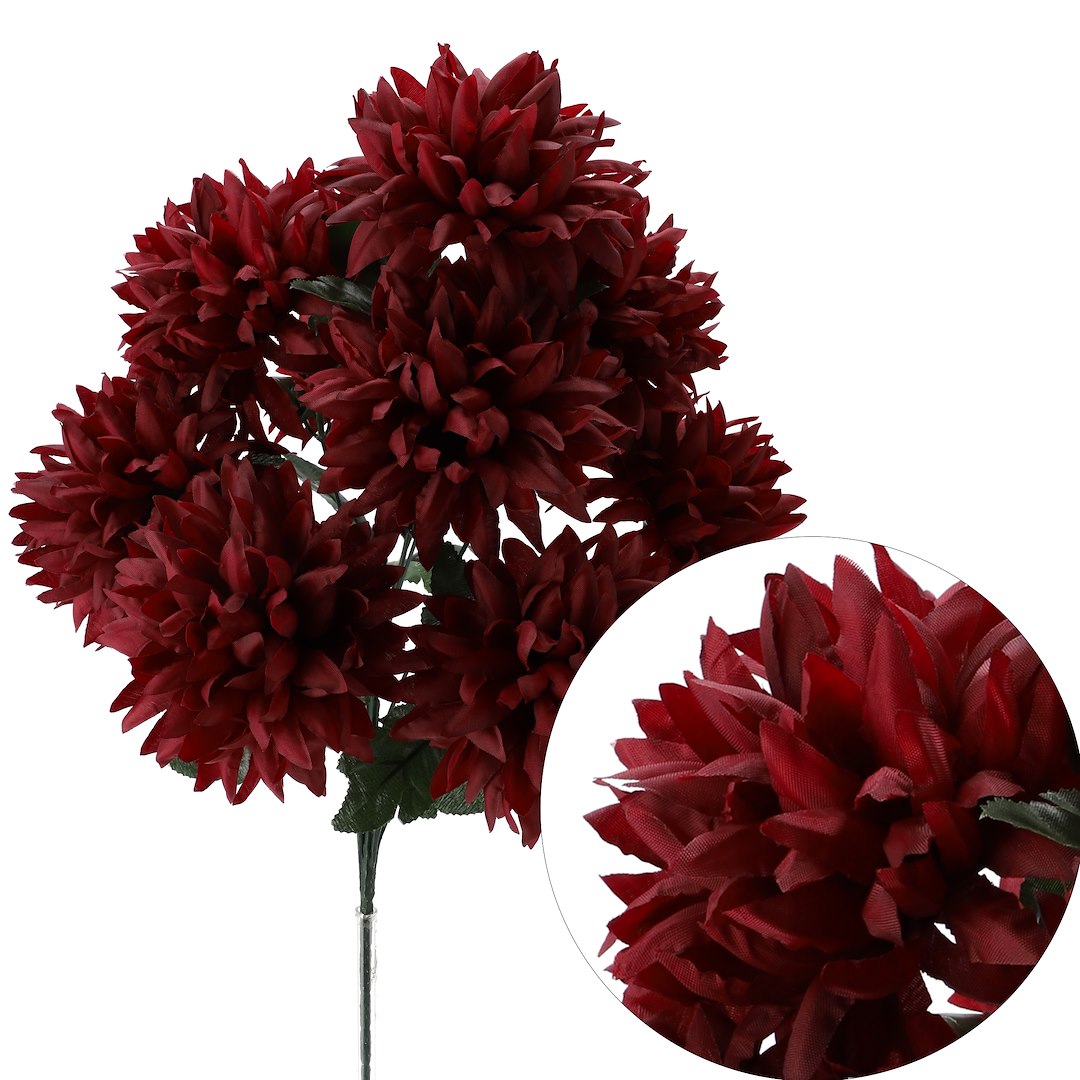Bukiet 9 chryzantem, 54cm, bordo