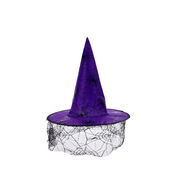 Dekoracja halloweenowa - kapelusz wiedźmy, pajęczyna
