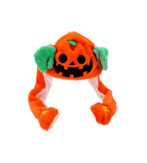 Przebranie halloweenowe - czapka z ruchomymi uszami - dynia