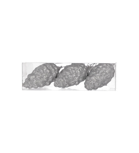 Bombki ze styropianu szyszki, 6,5cm/3 szt, srebrny
