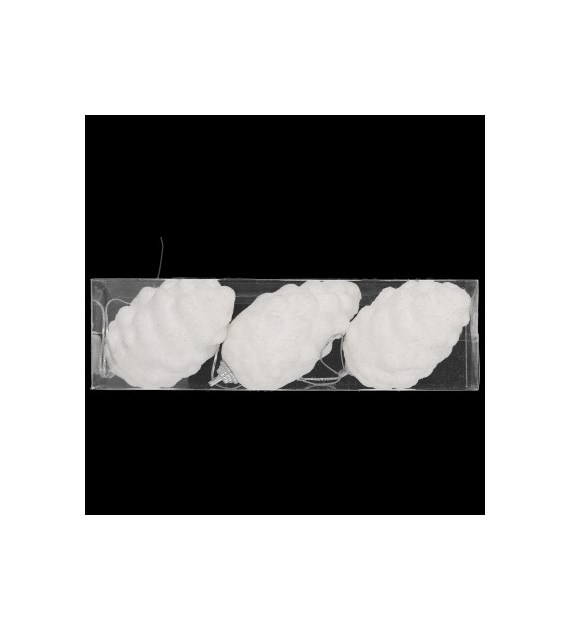 Bombki ze styropianu szyszki, 6,5cm/3 szt, biały