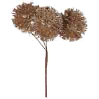 Dekoracja brokatowe kulki na piku, 3 głowki,15cm, złoty