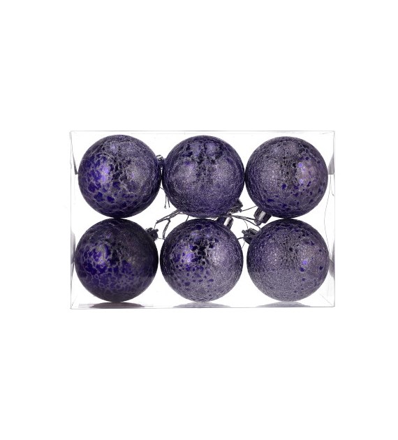Bombki plastikowe, 60/6szt, fioletowy, granat, do powieszenia