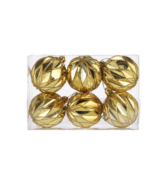 Bombki plastikowe, 60/6szt, złoty, do powieszenia