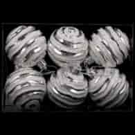 Bombki plastikowe CANDY, 6cm/6szt, srebrny, biały
