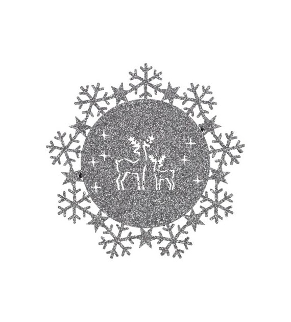 Podkładka pod kubek z filcu,z brokatem z reniferem, 10x10cm, 4 szt.