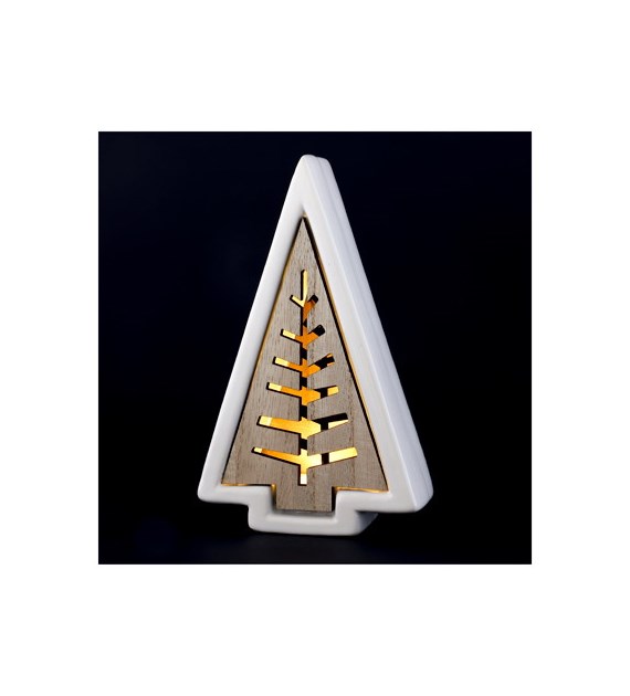 Choinka z ceramiki LED na baterie 2xLR44 (nie zawiera), 19,1cm