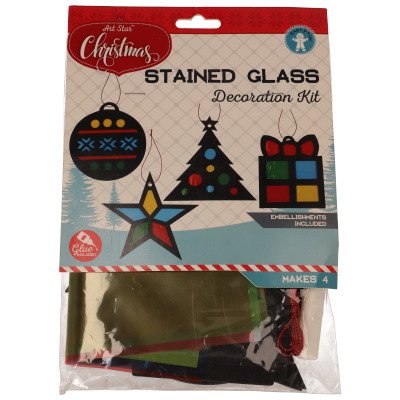Zestaw DIY-piankowy witraż 4szt, klej, foljki do witrażu, szablon 18cm