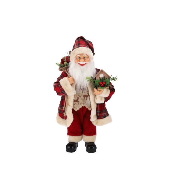 Święty Mikołaj z materiału, 60cm, czerwony, biały, do postawienia