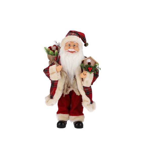 Święty Mikołaj z materiału, 40cm, czerwony, biały, do postawienia