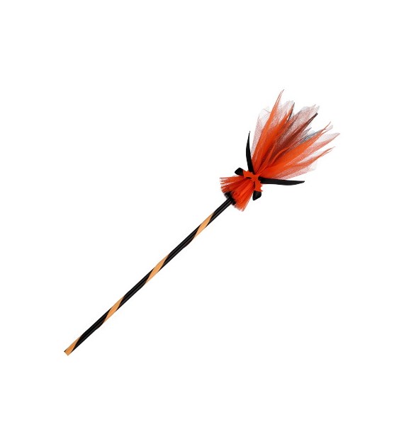 Przebranie halloweenowe - miotła pomarańczowa 90cm