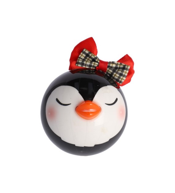 Bombka ze styropianu pingwin, 8,5cm, czarny, biały