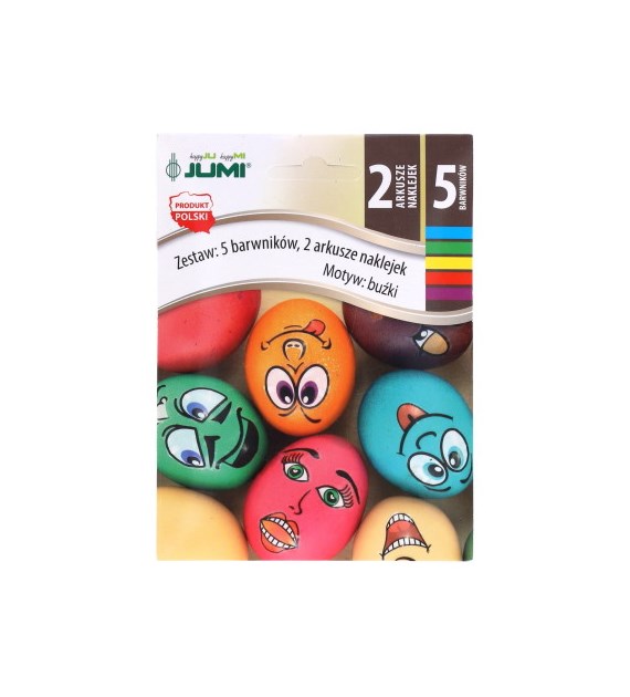 Zestaw do dekoracji pisanek - 5 barwników
+2 arkusze nalepek z buźkami