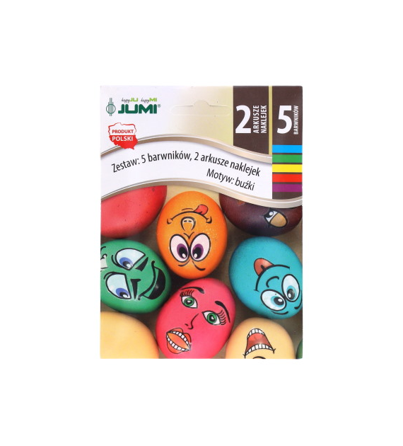 Zestaw do dekoracji pisanek - 5 barwników
+2 arkusze nalepek z buźkami