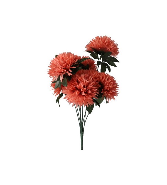 Bukiet 9 chryzantem strzępiastych, 60 cm, koralowy