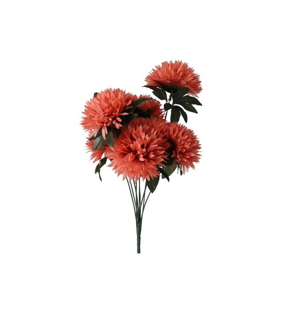 Bukiet 9 chryzantem strzępiastych, 60 cm, koralowy