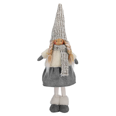 Dziewczynka Z Materiału, 48cm, Szary, Biały, Do Postawienia