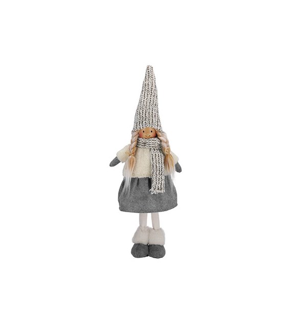 Dziewczynka z materiału, 48cm, szary, biały, do postawienia