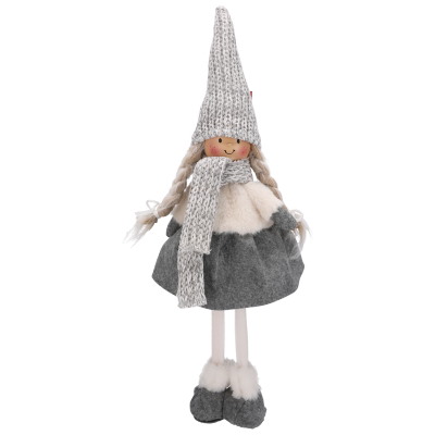 Dziewczynka Z Materiału, 48cm, Szary, Biały, Do Postawienia