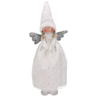 Aniołek Z Materiału W Tiulowej Sukience, 48cm, Biały, Do Postawienia