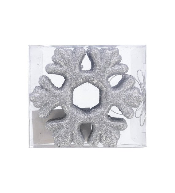 Śnieżynki z brokatem 11,5cm, 3szt, srebrny, do powieszenia