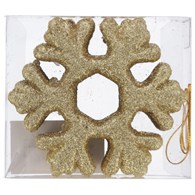 Śnieżynki z brokatem 11,5cm, 3szt, złoty, do powieszenia