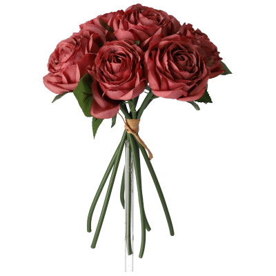 Wiązka 7 róż, 28cm, ciemny różowy