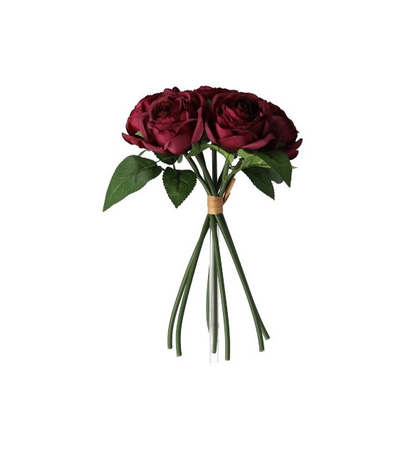Wiązka 7 róż, 28cm, bordowy
