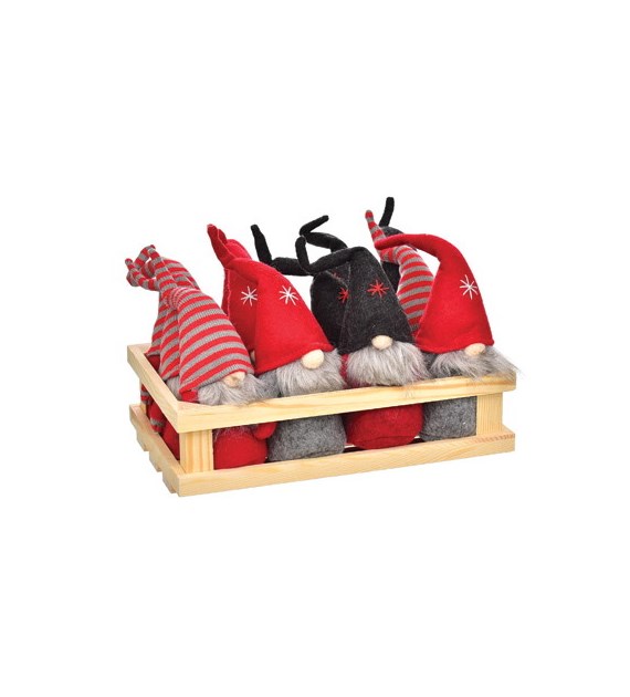 Skrzat z materiału, 16cm, szary, czerwony, czarny, do postawienia