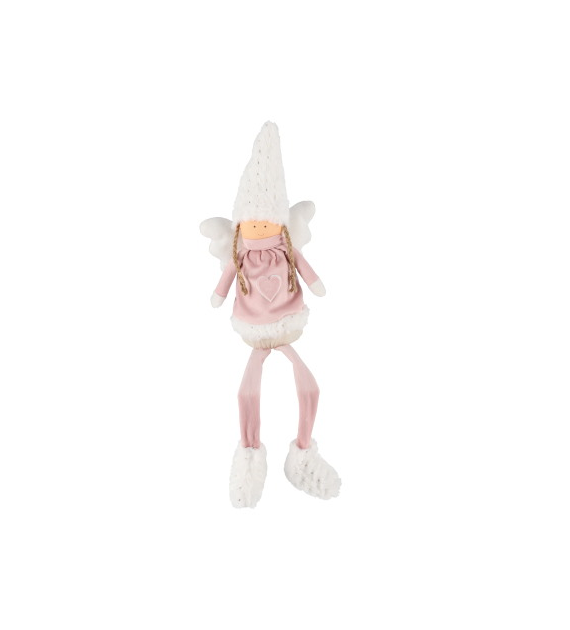 Aniołek z wiszącymi nogami, z materiału,56 cm, róż, do postawienia