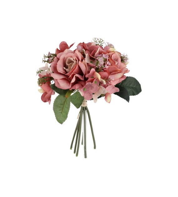 Bukiet mieszany, 28cm, ciemny róż-krem